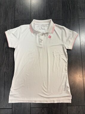 Garb Girls White & Pink Golf Polo  Shirt with Pink Size XL (fits women XS)